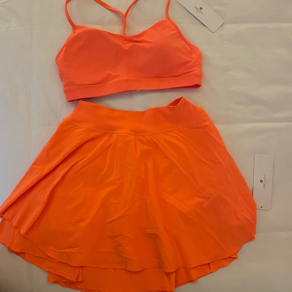 CRZYOGA Matching Vibrant Orange Two-Piece Set